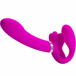 Imagen de PRETTY LOVE  VALERIE VIBRADOR DOBLE STRAPON 12 VIBRACIONES MORADO