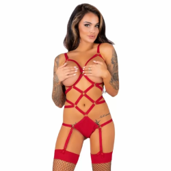 Imagen de THIARA LC 20213 SET BODY + MEDIAS ROJA