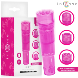 Imagen de INTENSE - KURT MINI MASAJEADOR CON 4 CABEZALES INTERCAMBIABLES ROSA