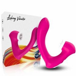 Imagen de SECRETKISS ESTIMULADOR CON LENGUA CLITORIS & VIBRADOR CURVO FUCSIA