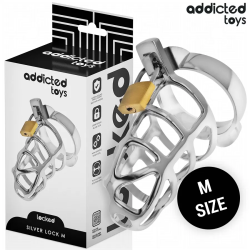 Imagen de LOCKED  SILVER LOCK JAULA PARA PENE DE METAL TALLA M