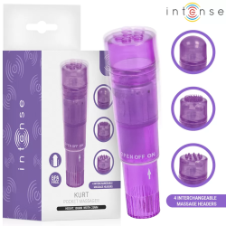 Imagen de INTENSE - KURT MINI MASAJEADOR CON 4 CABEZALES INTERCAMBIABLES LILA