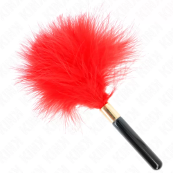 Imagen de PLUMAS PARA COSQUILLAS METAL DORADO ROJO 18 CM