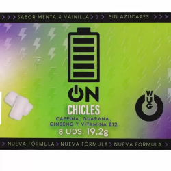 Imagen de WUG on – El chicle funcional con cafeína y guaraná sabor menta & vainilla BLISTER 8 UDS