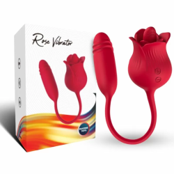 Imagen de ROSELIP ESTIMULADOR CLITORIS CON LENGUA 10 MODOS & VIBRADOR ROJO