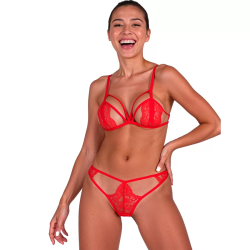 Imagen de ANUVERA SET SUJETADOR + TANGA ROJO L/XL