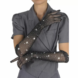 Imagen de 957469 GUANTES TRANSPARENTES CON BRILLO NEGRO S/M