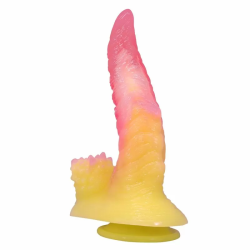 Imagen de POWER MONSTERS - RIPPLIED MONSTER DILDO FANTASÍA CON VENTOSA 22,5 CM Ø 5,5 CM ROSA Y AMARILLO