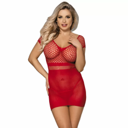 Imagen de 951924 VESTIDO DE REJILLA CROCHÉ CORTO ROJO TALLA ÚNICA