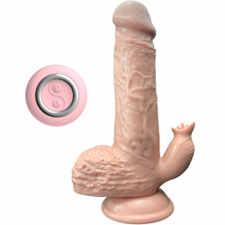 Imagen de DILDO REALISTICO VIBRADOR & THRUSTING CON LENGUA ESTIMULADOR 19 CM