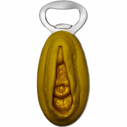 Imagen de DIABLO PICANTE  ABRIDOR PLATEADO CON FORMA VAGINA DORADA