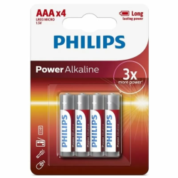 Imagen de PHILIPS POWER ALKALINE PILA AAA LR03 BLISTER*4