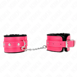 Imagen de MUÑEQUERAS FORRADAS PREMIUM NEGRO CON CORREA FUCSIA AJUSTABLE 1729 CM X 6 CM