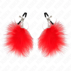 Imagen de KINK PINZAS PARA PEZONES CON PLUMA ROJO 7 CM