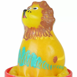 Imagen de CONDOMERIE  PRESERVATIVO DECORATIVO PINTADO A MANO LEON SENTADO
