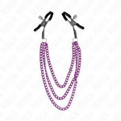 Imagen de KINK PINZAS PARA PEZONES CON TRIPLE CADENA VIOLETA 20/23/28 CM