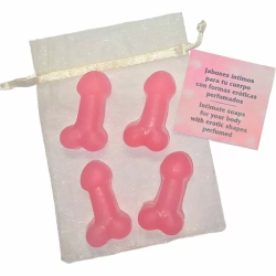 Imagen de DIABLO PICANTE 4 MINI JABONES PERFUMADOS FORMA PENE ROSA