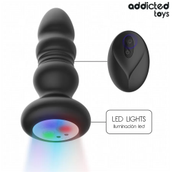 Imagen de ADDICTED TOYS  PLUG ANAL VIBRADOR THRUSTING Y LUZ LED CONTROL REMOTO