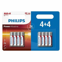 Imagen de PHILIPS POWER ALKALINE PILA AAA LR03 BLISTER*4+4