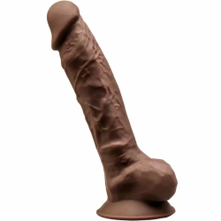 Imagen de MODELO 1 PENE REALISTICO SILICONA PREMIUM SILEXPAN MARRON 23 CM