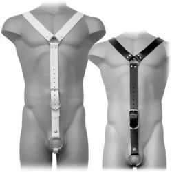 Imagen de LEATHER BODY HARNESS MEN BLANCO