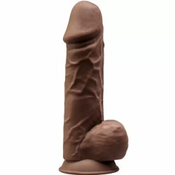 Imagen de MODELO 1 PENE REALISTICO SILICONA PREMIUM SILEXPAN MARRON 21.5 CM