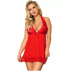 Imagen de SUBBLIME BABYDOLL ROJO CON BORDADOS FLORALES EN PECHOS