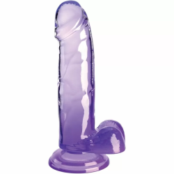 Imagen de KING COCK CLEAR PENE REALISTICO CON TESTICULOS 15.2 CM MORADO