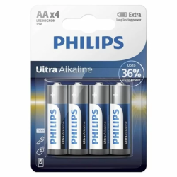 Imagen de PHILIPS ULTRA ALKALINE PILA AA LR6 BLISTER*4