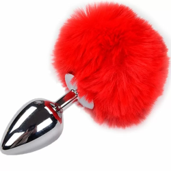 Imagen de ANAL PLEASURE PLUG LISO METAL POMPON ROJO TALLA