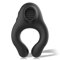 Imagen de BLACK&SILVER - ANILLO VIBRADOR SILICONA 3 MOTORES RECARGABLE NEGRO