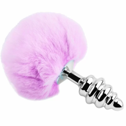 Imagen de ANAL PLEASURE PLUG ESPIRAL METAL POMPON VIOLETA TALLA