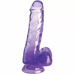 Imagen de KING COCK CLEAR PENE REALISTICO CON TESTICULOS 13.5 CM MORADO