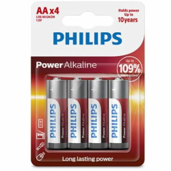 Imagen de PHILIPS POWER ALKALINE PILA AA LR6 BLISTER*4