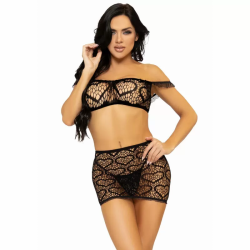 Imagen de LEG AVENUE SET TRES PIEZAS TOP, MINI FALDA Y TANGA TALLA UNICA -