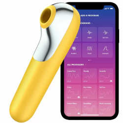 Imagen de SATISFYER DUAL LOVE VIBRADOR Y SUCCIONADOR CON AIRE PULSADO AMARILLO