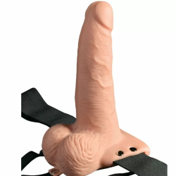 Imagen de FETISH FANTASY SERIES ARNES AJUSTABLE CONTROL REMOTO PENE REALISTICO CON TESTICULOS RECARGABLE Y VIBRADOR 15 CM