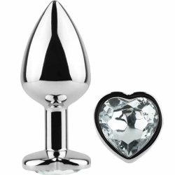 Imagen de SECRET PLAY - METAL BUTT PLUG CORAZÓN TRANSPARENTE TALLA S 7 CM