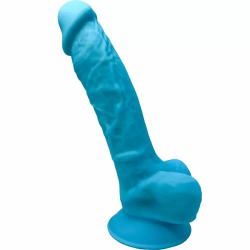 Imagen de MODELO 1 PENE REALISTICO SILICONA PREMIUM SILEXPAN AZUL 17.5 CM