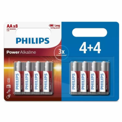 Imagen de PHILIPS POWER ALKALINE PILA AA LR6 BLISTER*4+4