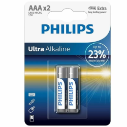 Imagen de PHILIPS ULTRA ALKALINE PILA AAA LR03 BLISTER*2