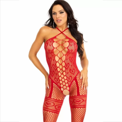 Imagen de BODYSTOCKING CUELLO HALTER RED CORAZONES ROJO