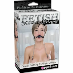 Imagen de MORDAZA DELUXE CON PINZAS PEZONES CON CADENAS FETISH FANTASY EXTREME