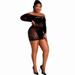 Imagen de MODELO 7 VESTIDO MANGA LARGA NEGRO TALLA UNICA / PLUS SIZE