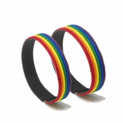 Imagen de PRIDE - PULSERA DE CUERO NEGRO BANDERA LGBT