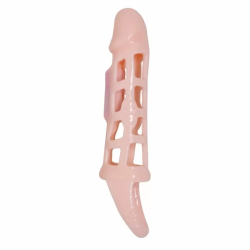 Imagen de BAILE FUNDA EXTENSORA PENE CON VIBRACION Y STRAP 13.5 CM