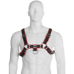 Imagen de LEATHER BODY CHAIN HARNESS III BLACK / RED