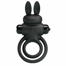 Imagen de ANILLO VIBRADOR III CONEJO PARA PENE NEGRO