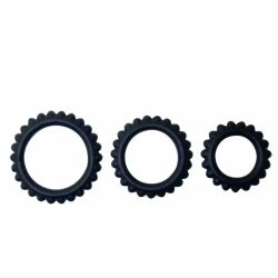 Imagen de BAILE TITAN SET 3PCS COCK RING BLACK 2.8 + 2.4 + 1.9 CM