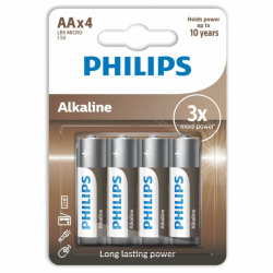 Imagen de PHILIPS ALKALINE PILA AA LR6 BLISTER*4